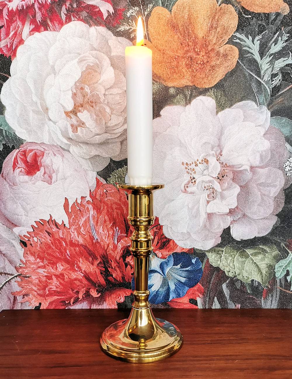 Gammel messing lysestage 16 cm