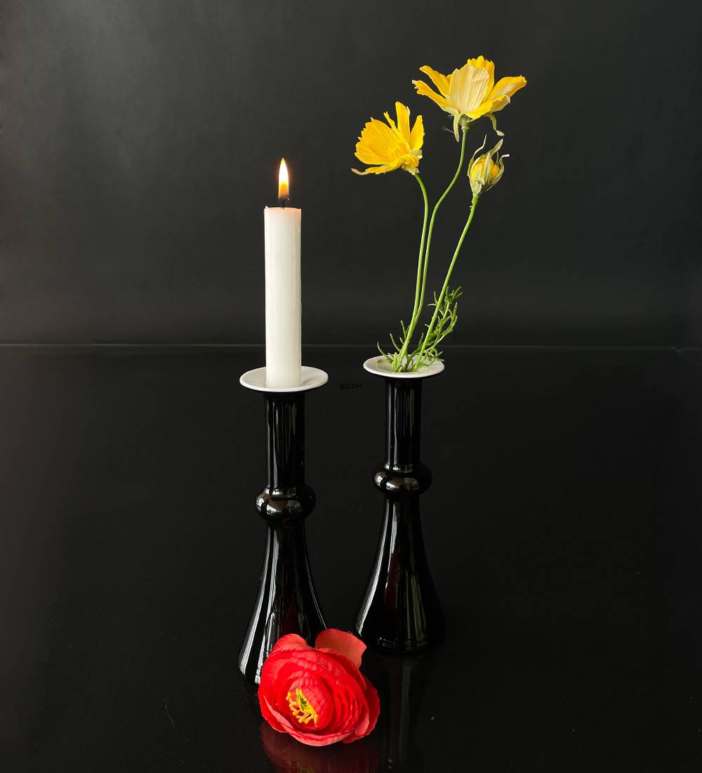 Holmegaard H.G PALET Vase / lysestage sort/hvid Design Michael Bang