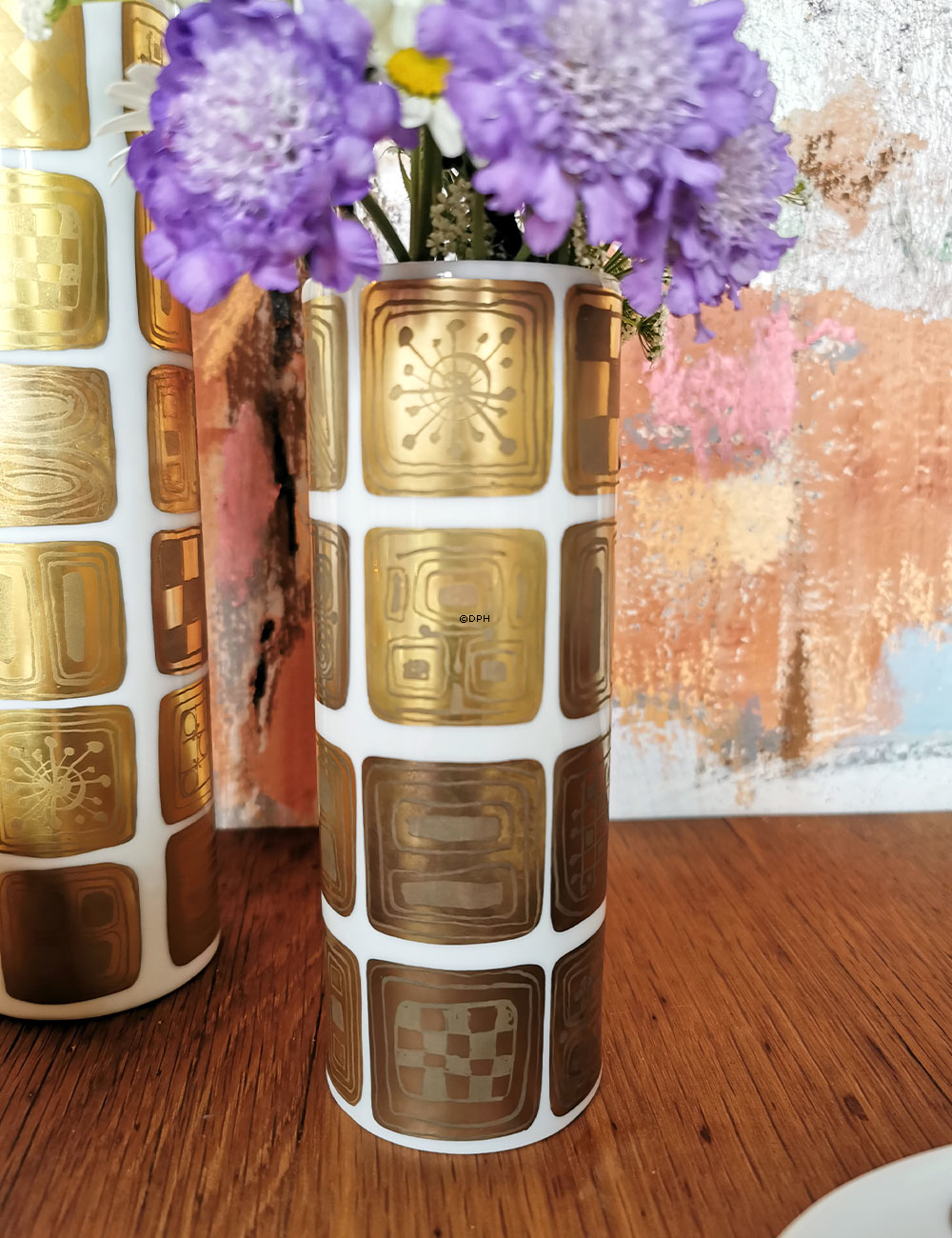 Rosenthal Bjørn Wiinblad vase, Quatre Couleurs, Dekoreret i guld, 16 cm