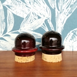 Holmegaard Red-brown Palette salt and pepper set, Design Michael Bang