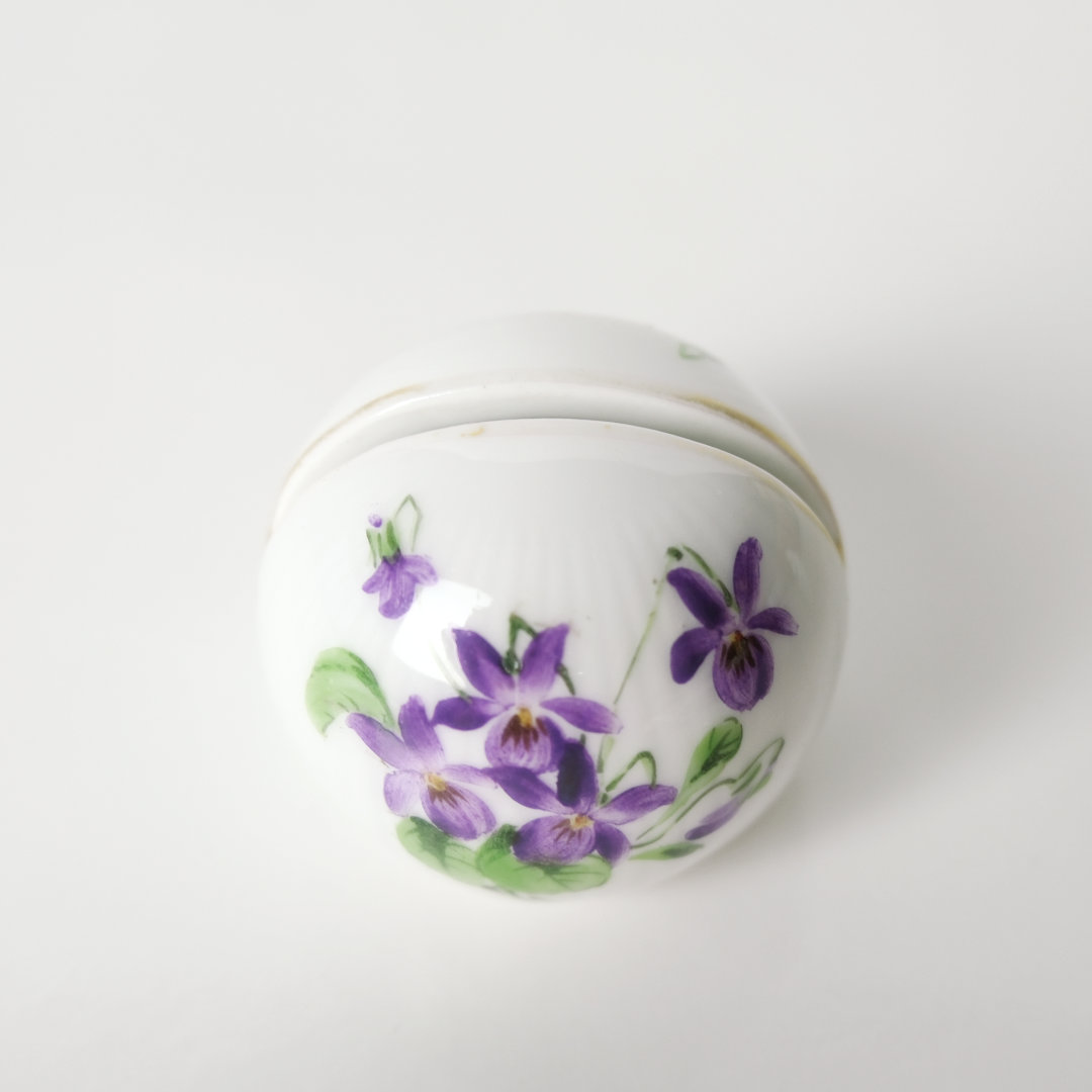 Royal Copenhagen bordkortholder med lilla blomsst