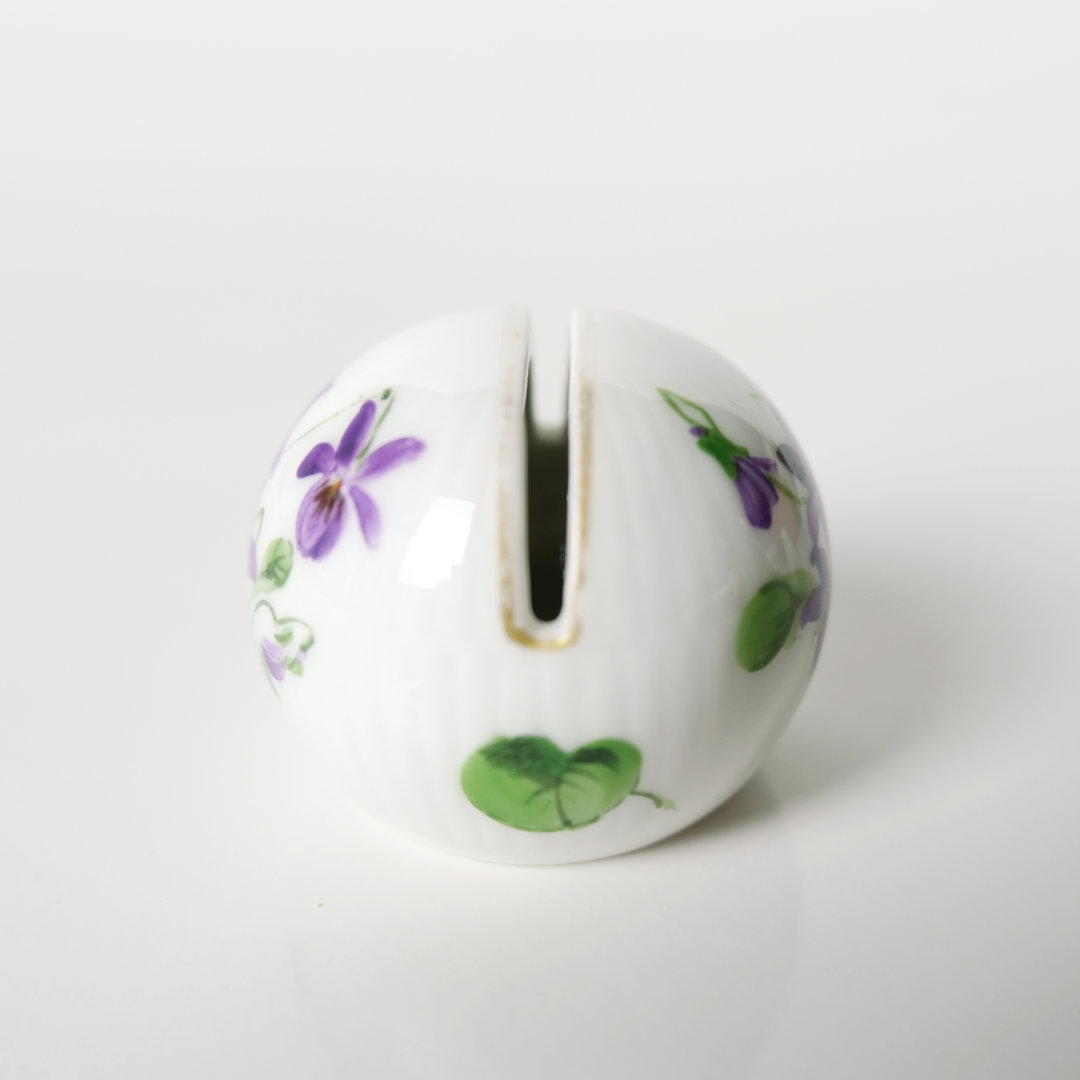 Royal Copenhagen bordkortholder med lilla blomsst