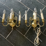 Vintage messing væglamper 3 arme (sæt af 2 lamper)