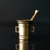 Old/vintage brass mortar with pestle