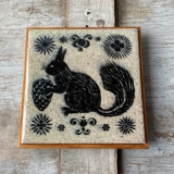 Wall plate/decorative tile with squirrel - K. Galaaen 1971, Porsgrund