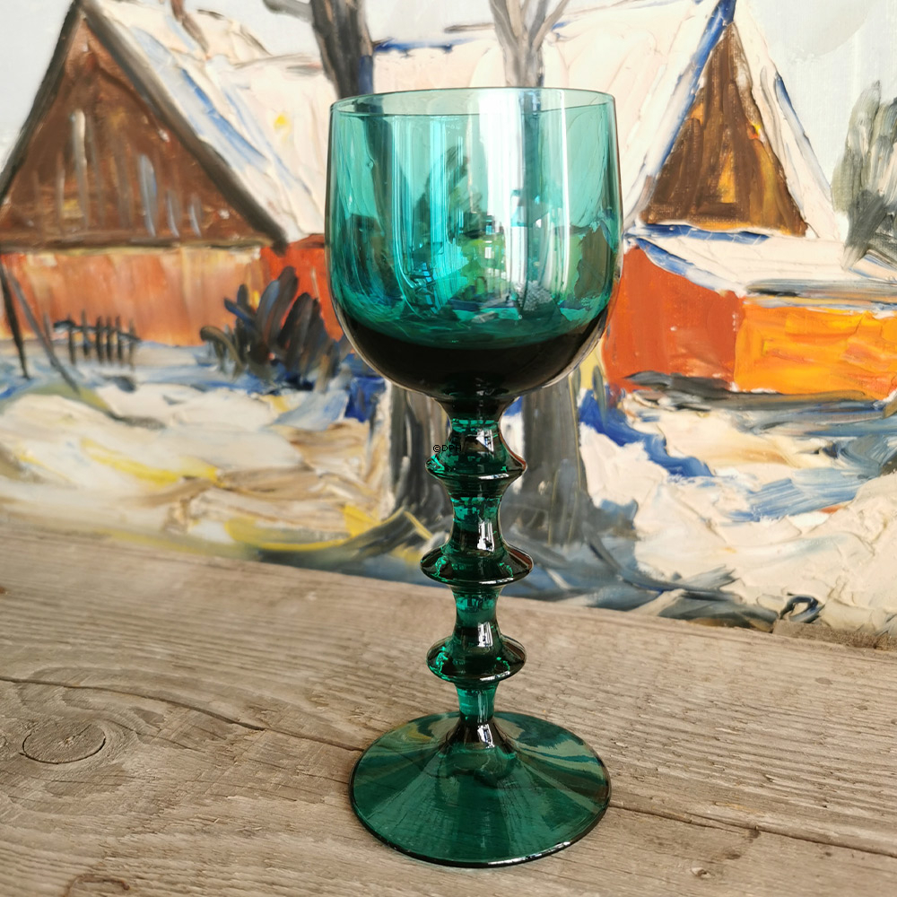 Vintage Drikkeglas 11 stk. - Mørk grønne/tyrkis med smuk fod