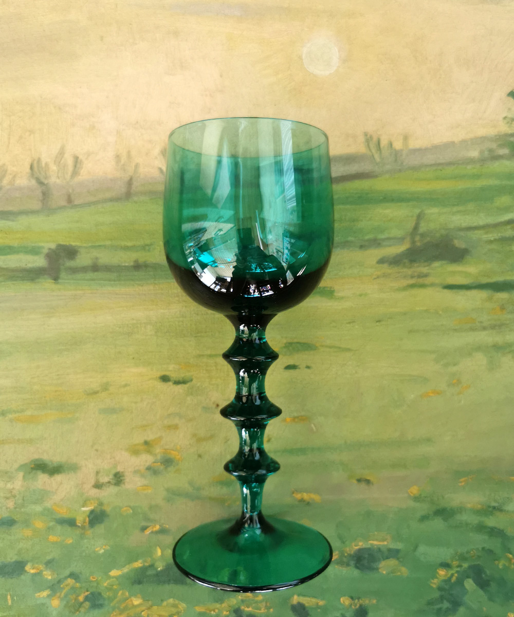 Vintage Drikkeglas 11 stk. - Mørk grønne/tyrkis med smuk fod