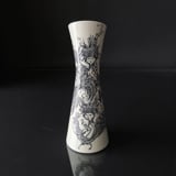 Vase/Pitcher by Bjørn Wiinblad in Black/White with Ladies and Peacocks, No. 3165-472.