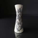 Vase/kande Bjørn Wiinblad sort/hvid med damer og påfugle nr. 3165-472