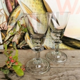Vintage Hadeland Tangen Weinglas, Paar, Rauchfarben, entworfen von Willy Johansson, Groß 16,5 cm