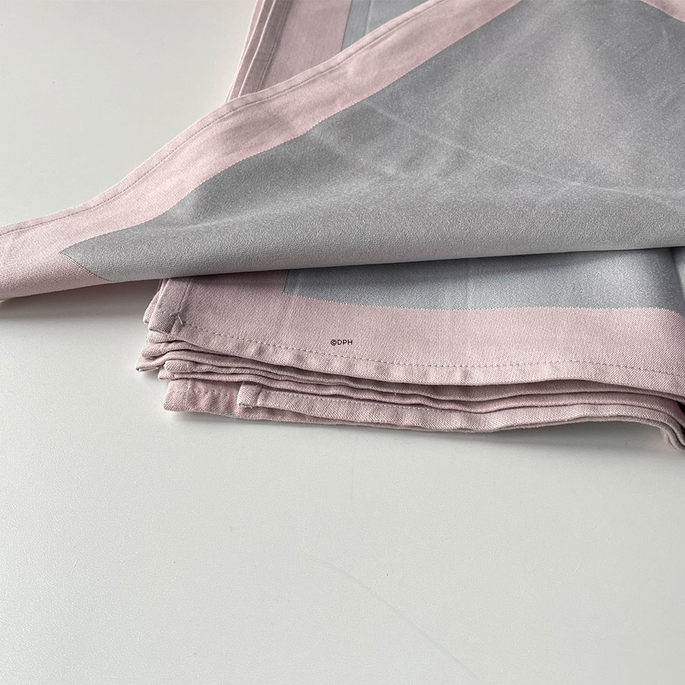 14 stk. mundservietter, lyserød/grå, gamle, 50 x 50 cm