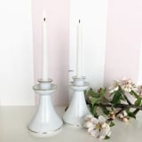 B&G Candle Holders (set) white with gold rim for small Christmas tree lights