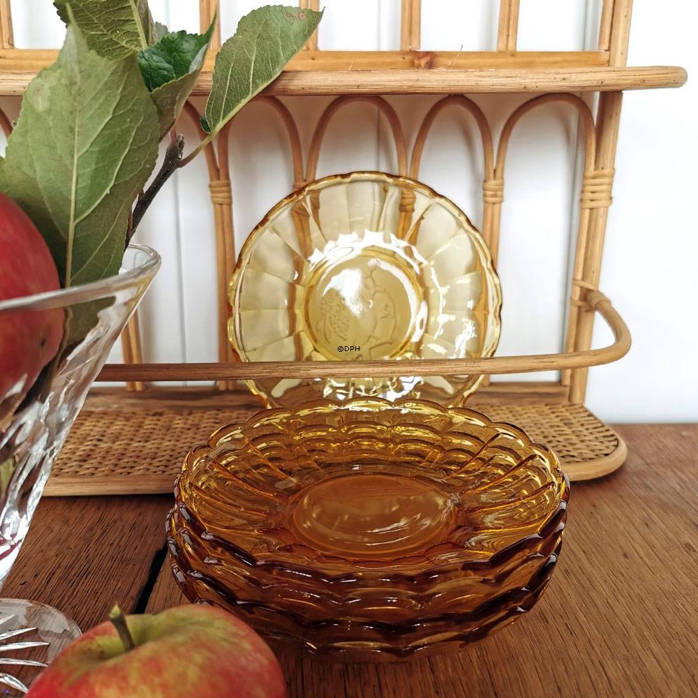 Små glasasietter med slibninger, sæt af 5 stk.