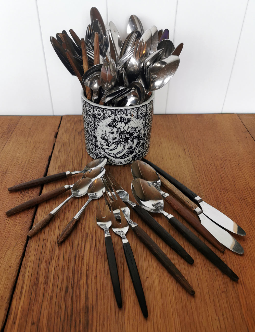 Raadvad Palisander Eton bestik, i alt 69 dele