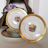Royal Copenhagen tallerkensæt, Variation af Guldkurv med blomsterl 6 kagetallerkner og 1 fad