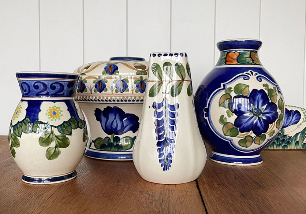 Aluminia vase blomstermotiv nr. 522-110 (med reparation, se foto)