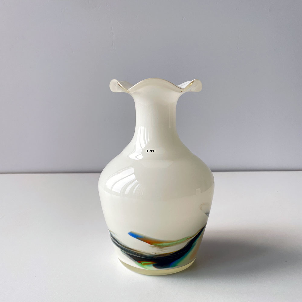 Holmegaard vase med flerfarvet dekoration, 16 cm