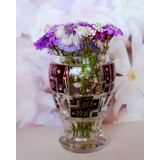 Krystal glas vase, med slibninger og bordeaux farvet glas