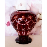 Krystal glas vase, med slibninger og bordeaux farvet glas