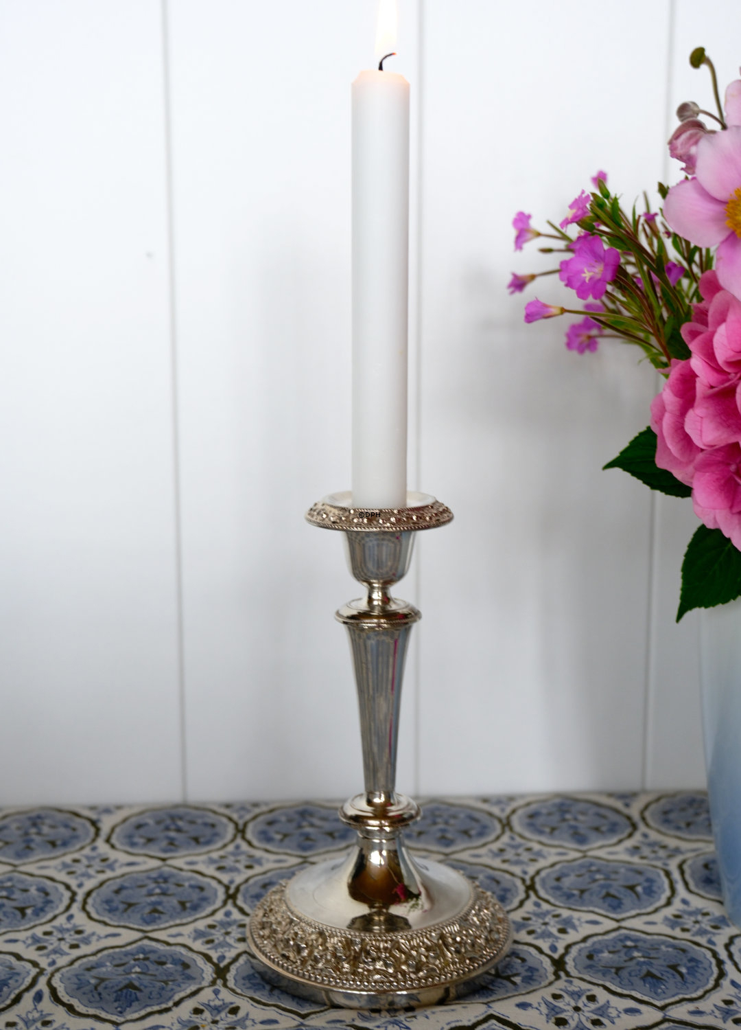 Søde lysestager i sølvplet, sæt af 2 stk.