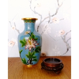 Kinesisk Cloisonne vase, lyseblå