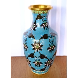 Kinesisk Cloisonne vase, lyseblå