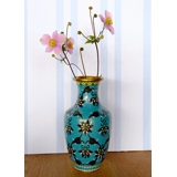 Kinesisk Cloisonne vase, lyseblå