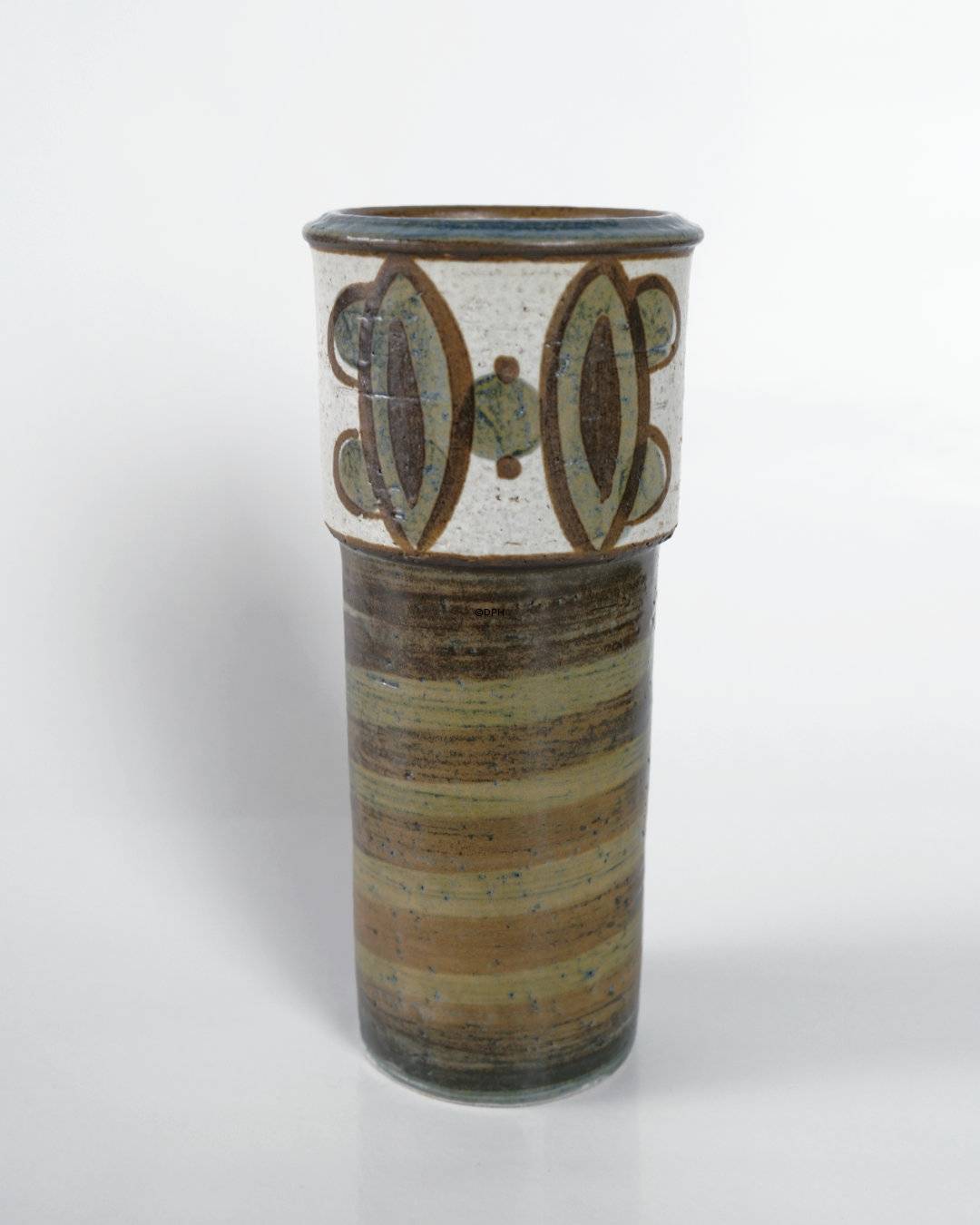 Søholm vase nr. 3602/2, brun/beige/grøn glasur