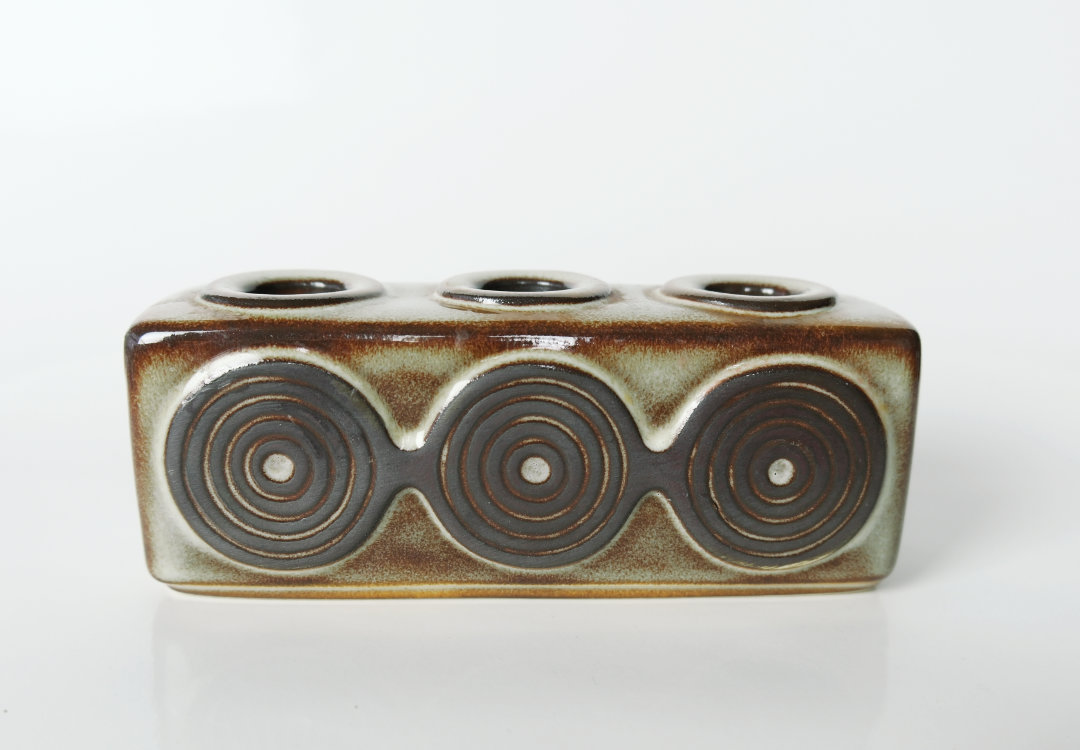 Søholm lysestage til 3 lys, brun glasur