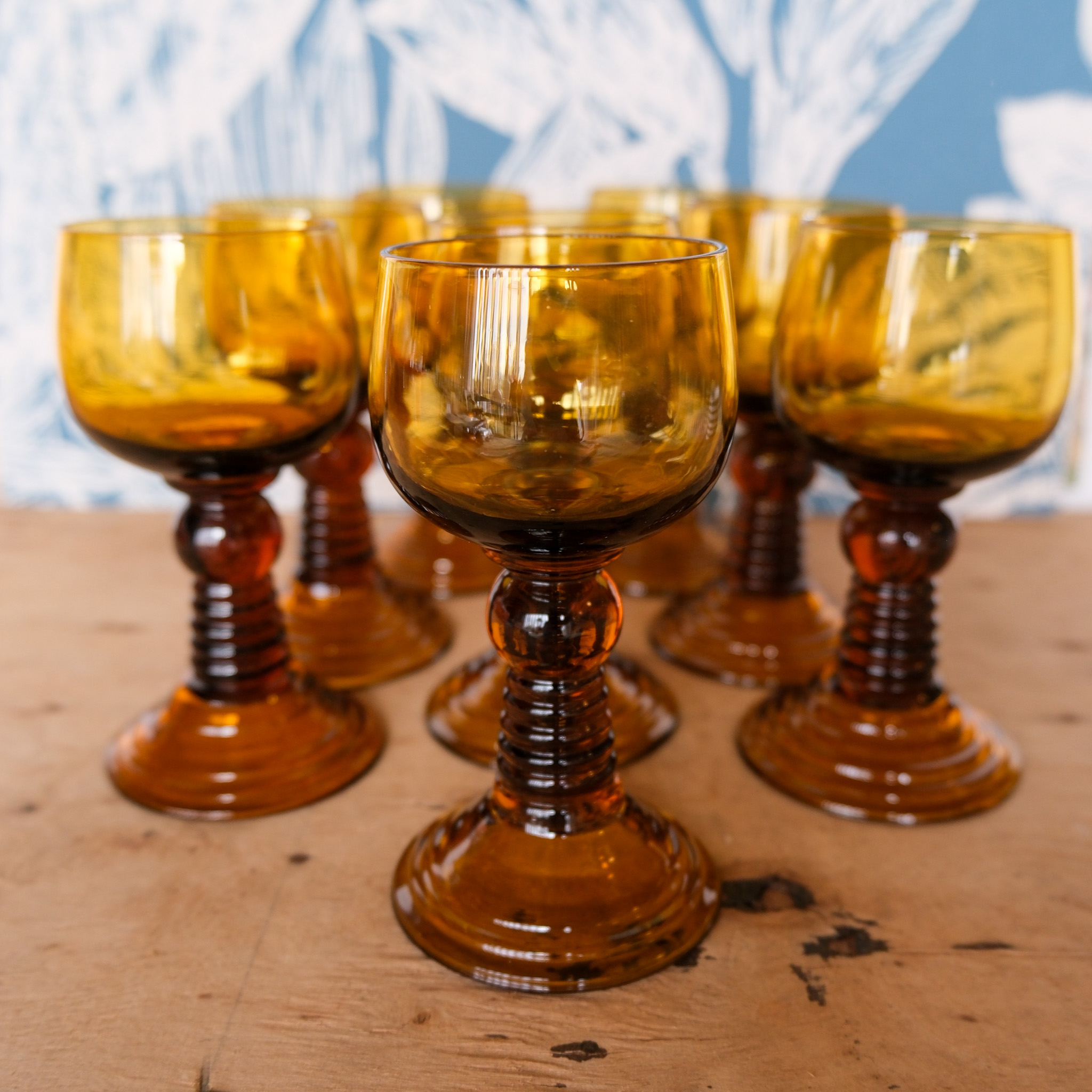 Rømer Vinglas Drikkeglas 8 stk. - Mørk ravfarvede - samlet 8 stk.