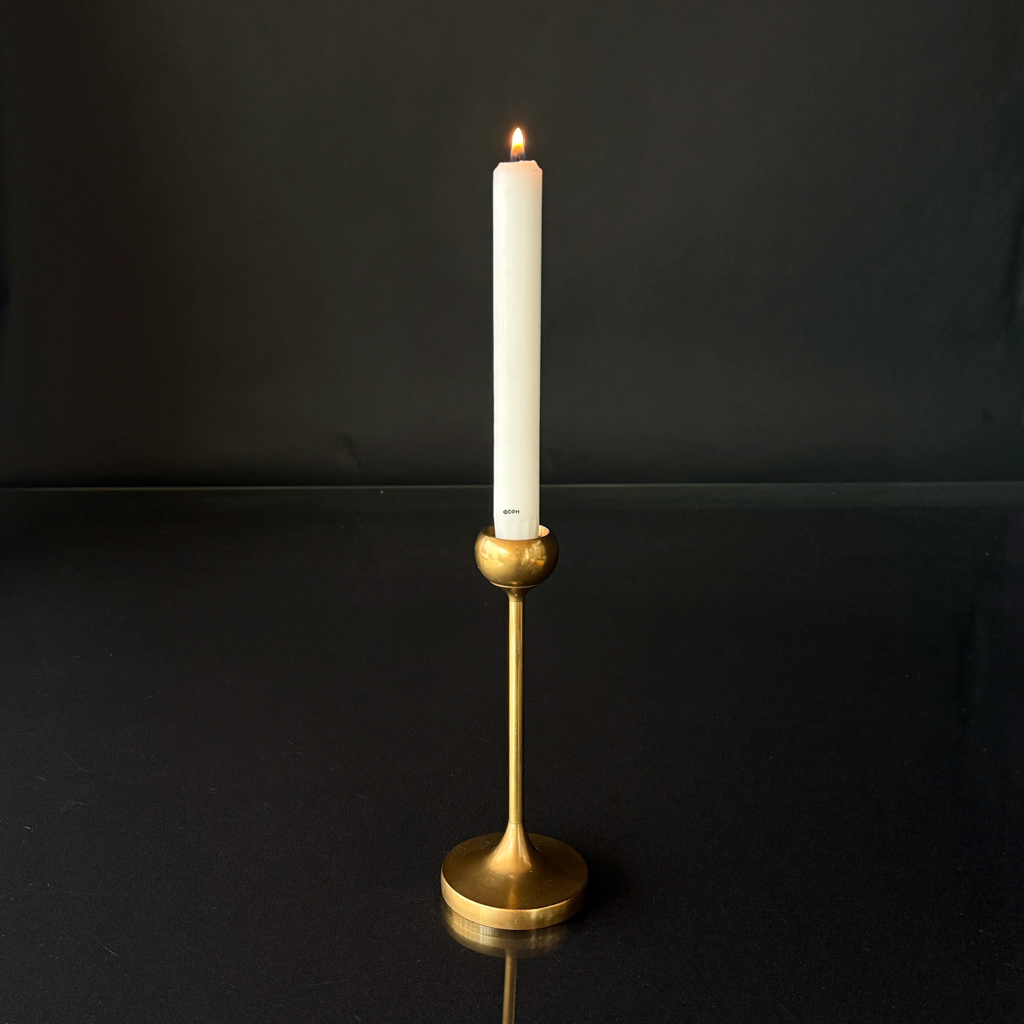 Gammel messing lysestage, 35 cm