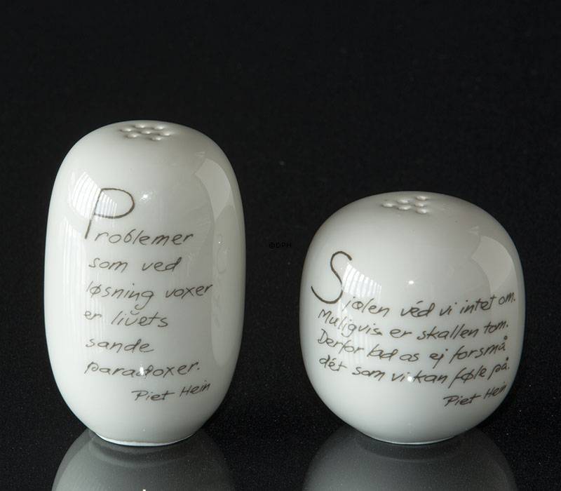 Salt og peber sæt med tekst af Piet Hein