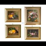 Porcelain paintings with flowers - set of 4 pcs. J. L. Jensen - Royal Copenhagen