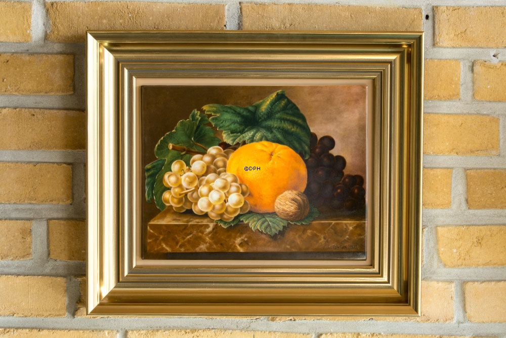 Porcelænssmalerier med blomster - sæt af 4 stk. J. L. Jensen - Royal Copenhagen