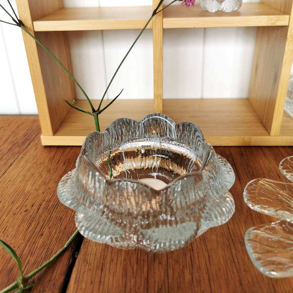 Holmegaard Åkande lysestage, Klar glas, 12 cm