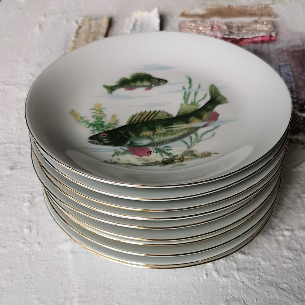 Kahla Könitz platter med fisk, sæt af 10 stk.