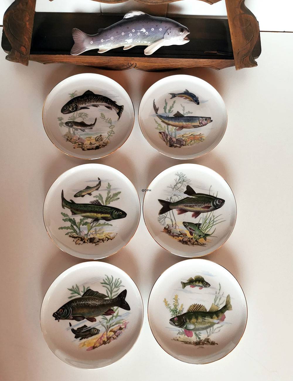 Platter med fisk, sæt af 6 stk.