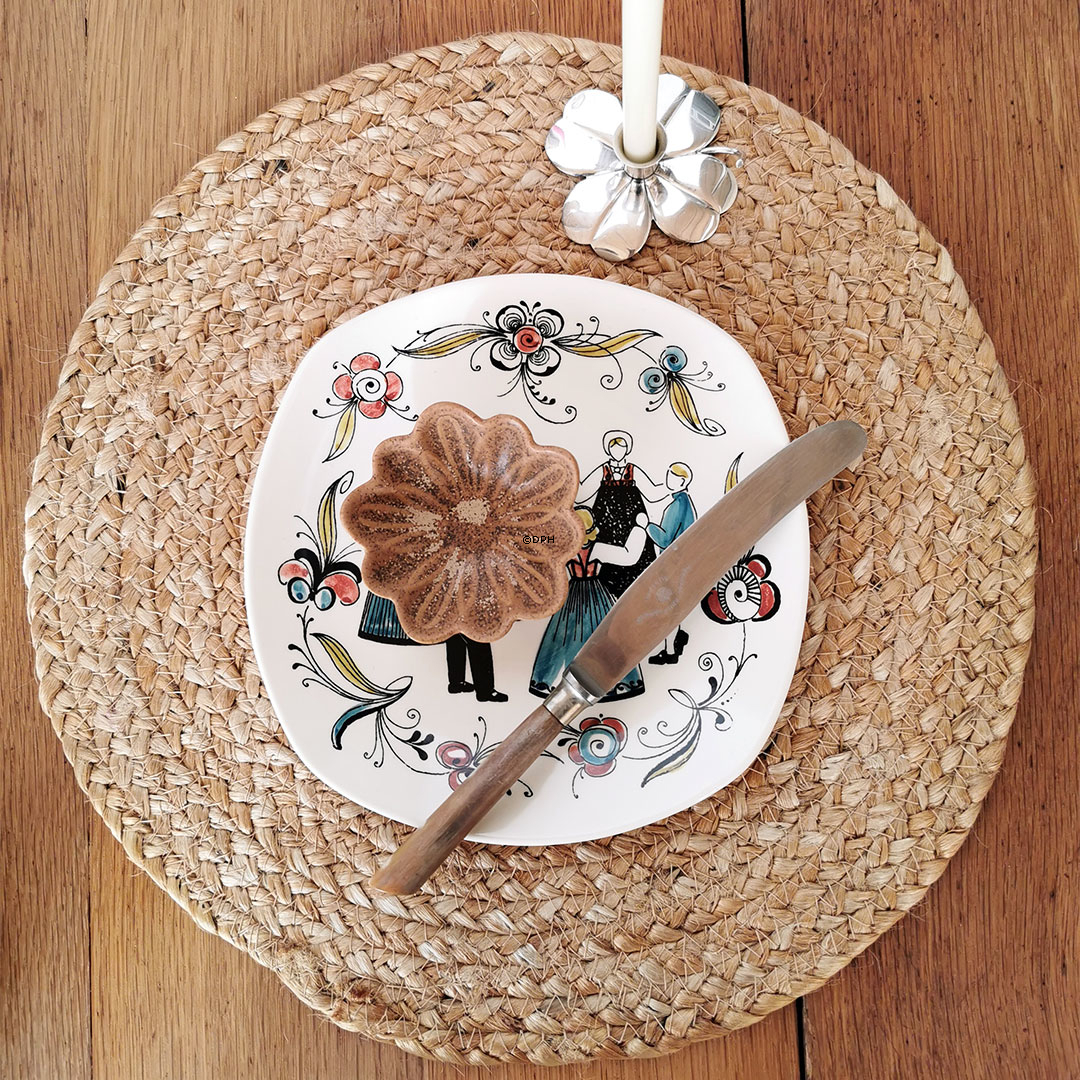 Stavangerflint, platte med folkedansere, 6 stk.