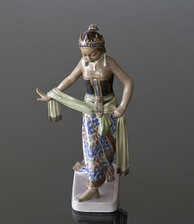 Javanesisk kvinde figur, dansende, Dahl Jensen nr. 1114