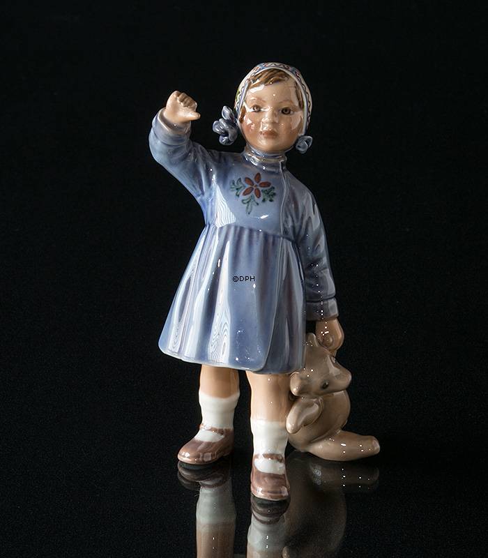 Pige med bamse vinker, Dahl Jensen Figur