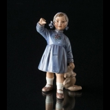 Girl with Teddy Bear waving, Dahl Jensen Figurine