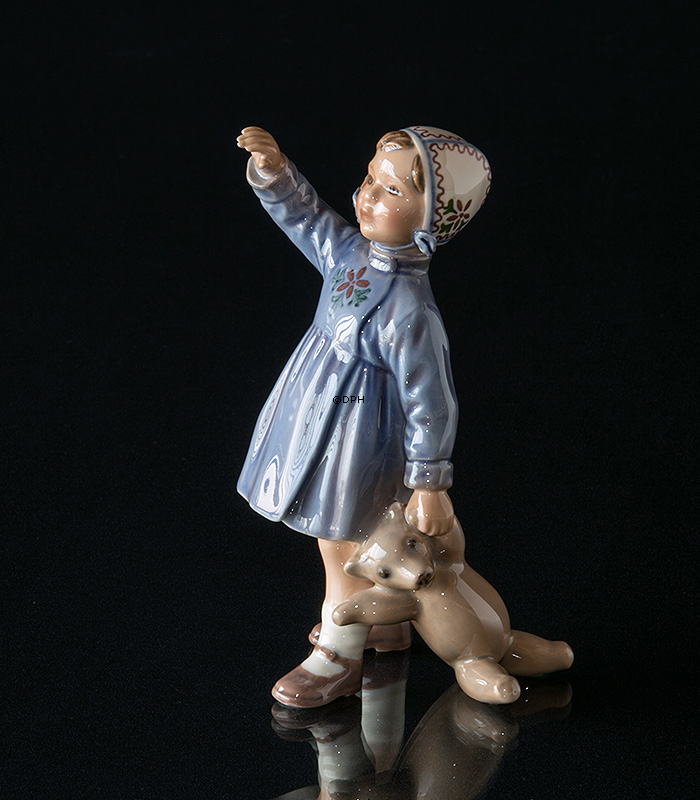 Pige med bamse vinker, Dahl Jensen Figur