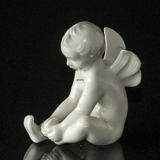 Engel/Cupid leger med fod, hvid, Dahl Jensen figur