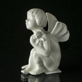 Engel/Cupid med rose, hvid, Dahl Jensen figur nr. 1163