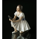 Ballerina with mirror figurine Dahl Jensen (2nd sort has a crack on the right arm)