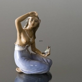 Girl from Hawaii sitting with bird Dahl Jensen figurine