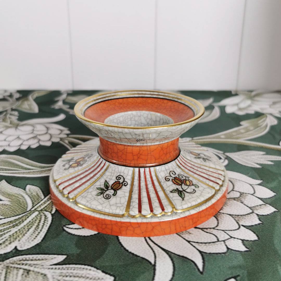 Grøn lysestage, krakeleret, kantet, Royal Copenhagen nr. 457-3335