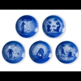 1973-1977 Old Copenhagen Blue Plates 5 pcs, Desiree Mother's Day plates, Designed by Mads Stage