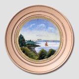 Ceramics plate with sailboat, Bucha & Nissen