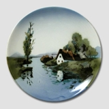 Plate with Landscaping showing the little house by the river